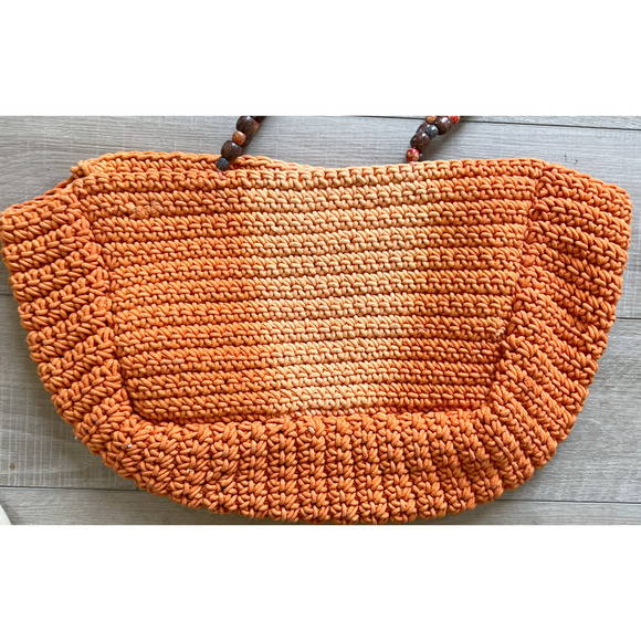 FREE PEOPLE FP COLLECTION ORANGE SUNRISE TAKE ME TO TULUM TOTE BAG BEADED WOVEN - Picture 5 of 10